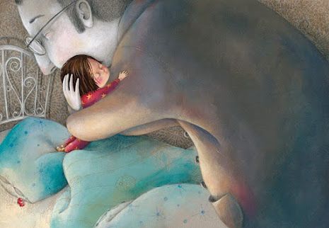 Баща прегръща дете