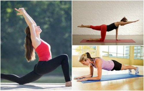 Млада жена прави 3 различни упражнения