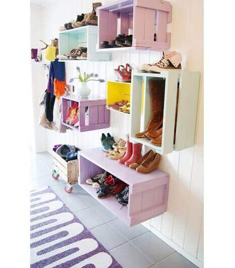 Декорации с кутии: снимка на различни идеи за шкафове за обувки