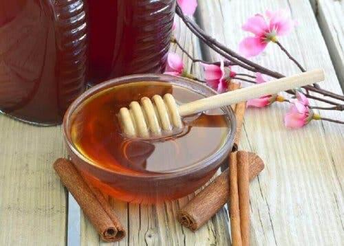 Средства за лечение с мед: мед в купичка и пръчици канела